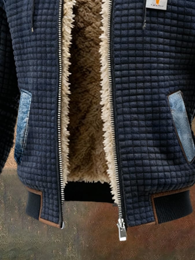 CHAQUETA DONJACK CON QUILTING EN AZUL MARINO Y DETALLES EN DENIM
