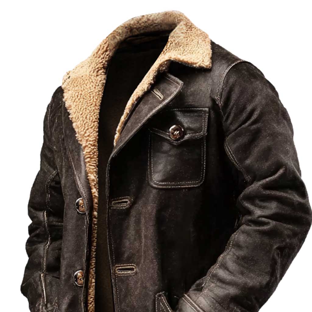 Mateo™ | Chaqueta de Cuero Suede Marrón Oscuro