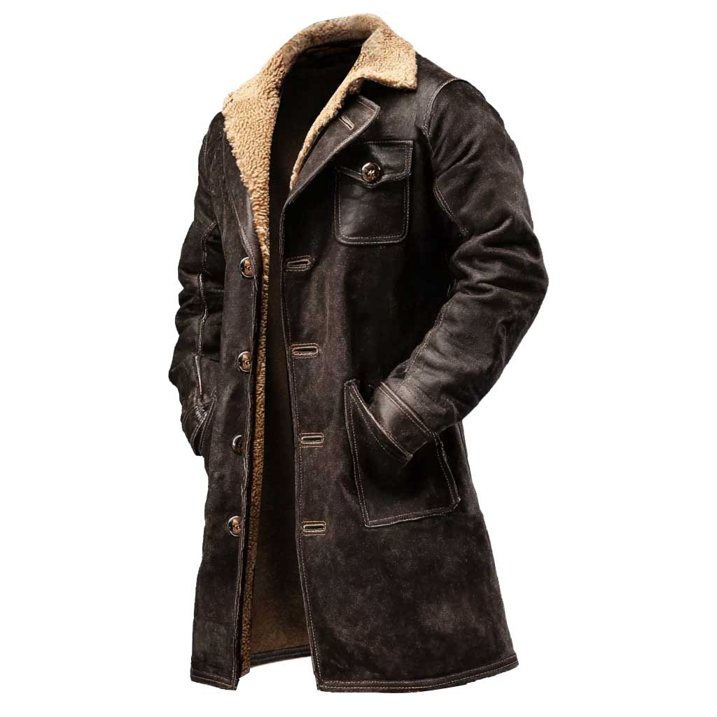 Mateo™ | Chaqueta de Cuero Suede Marrón Oscuro