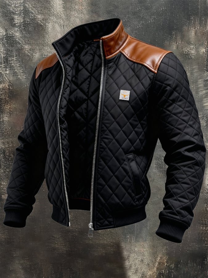 CHAQUETA NEGRA DE PIEL ARTIFICIAL CON HOMBROS ARTIFICIALES