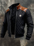 CHAQUETA NEGRA DE PIEL ARTIFICIAL CON HOMBROS ARTIFICIALES