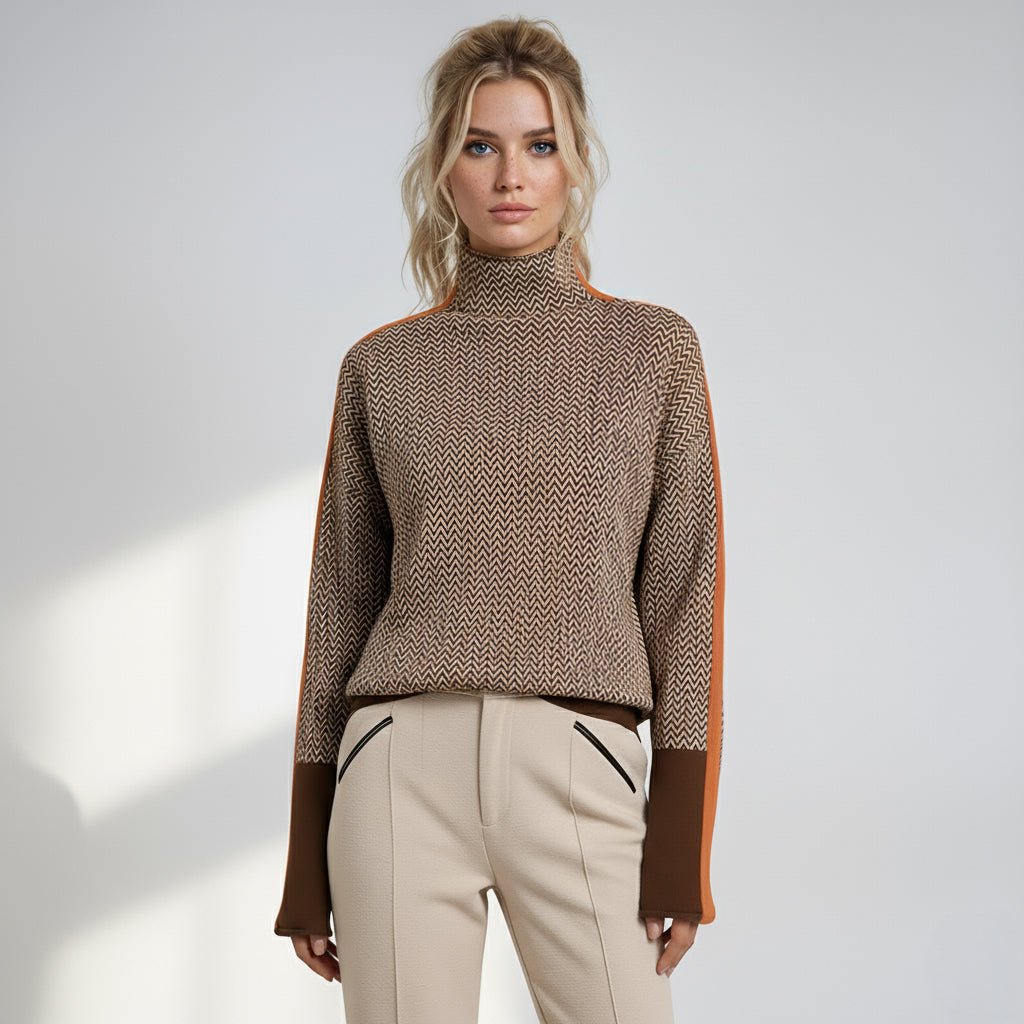 Elara | Suéter de cuello alto con rayas contrastantes