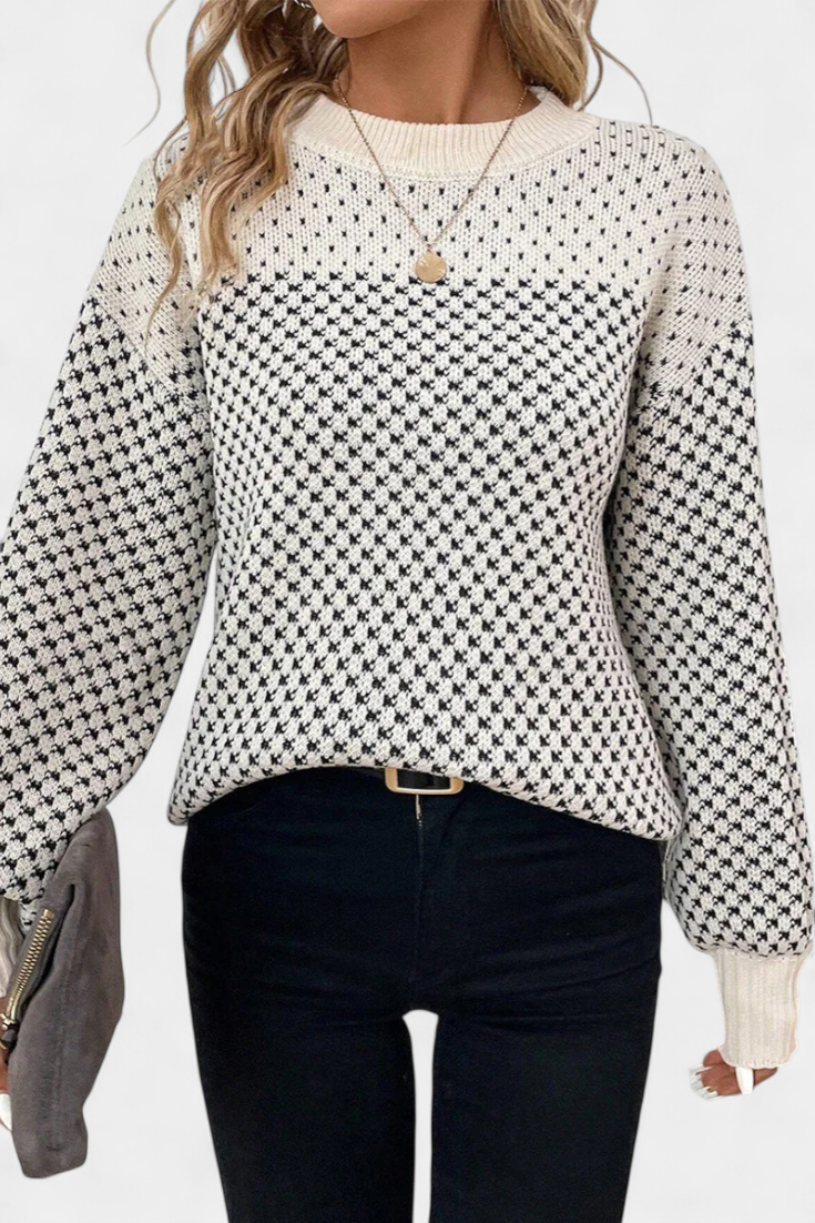 Rachael Jersey de Cuello Redondo en Bloques de Color