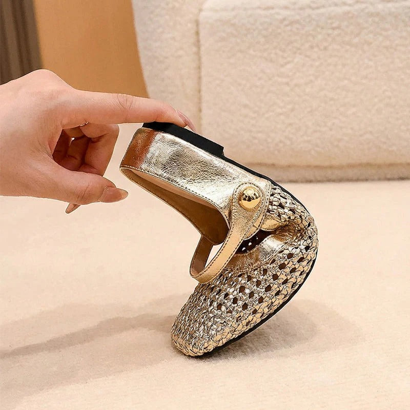 Zapatos Flats Trenzados Punta Cuadrada