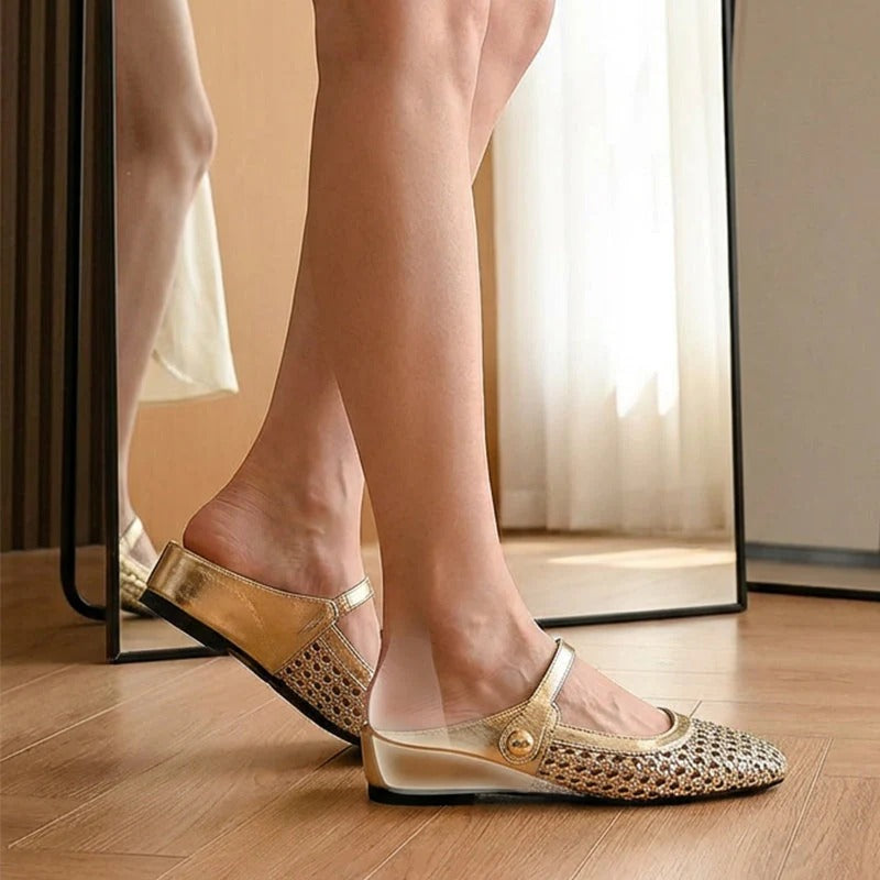 Zapatos Flats Trenzados Punta Cuadrada