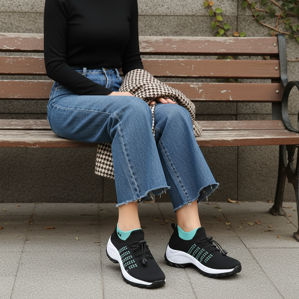 Ambulo Zapatos Ortopédicos de Tejido - Verde Negro
