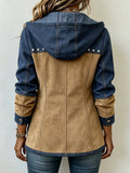 Valeria | Chaqueta con capucha en marino y camel