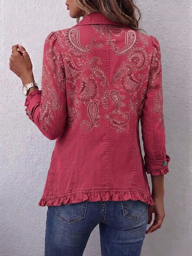 Milagros | Chaqueta cachemira rosa con volantes